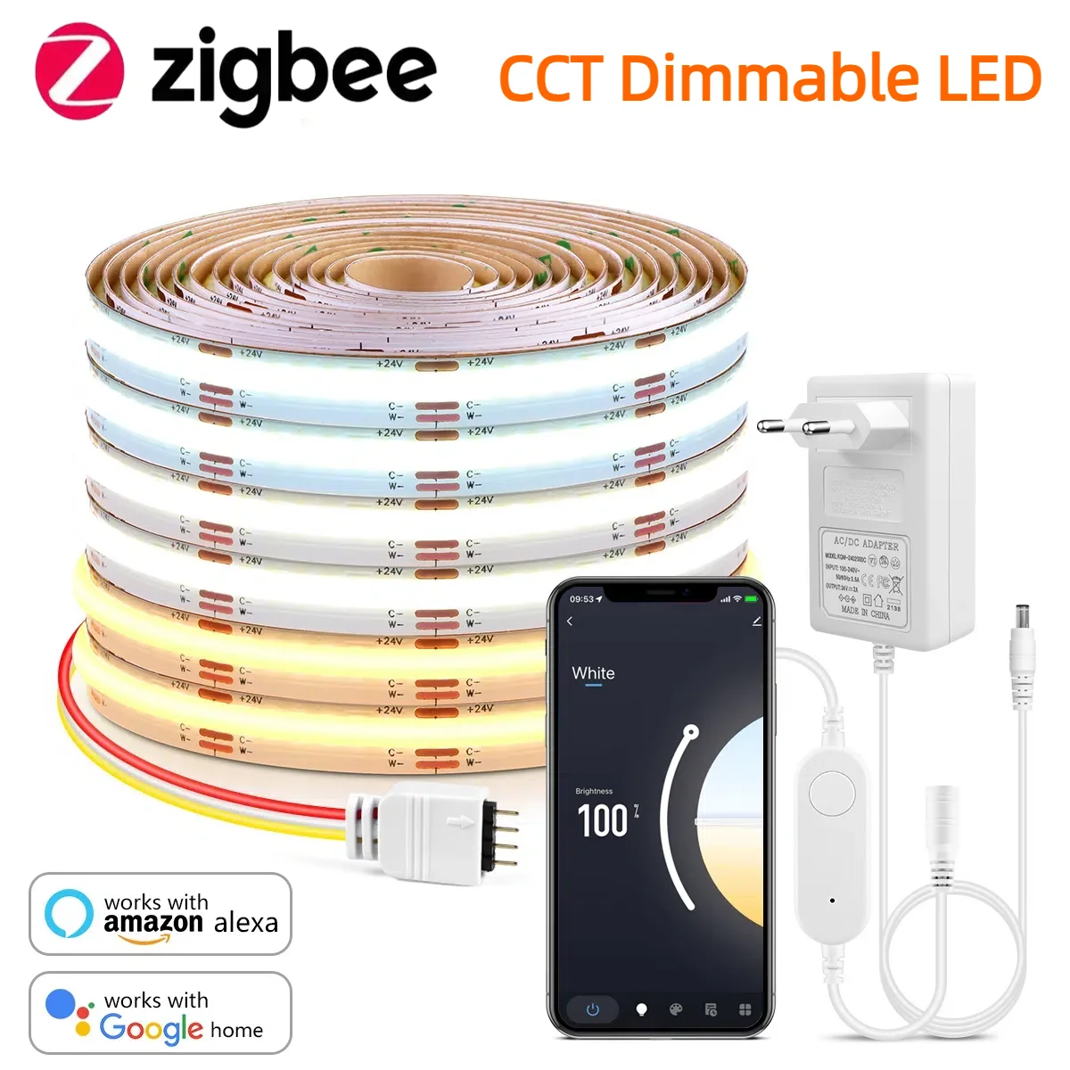 Smart Home Iot - Zigbee 3.0 CCT 2700K-6500K Dimbare COB