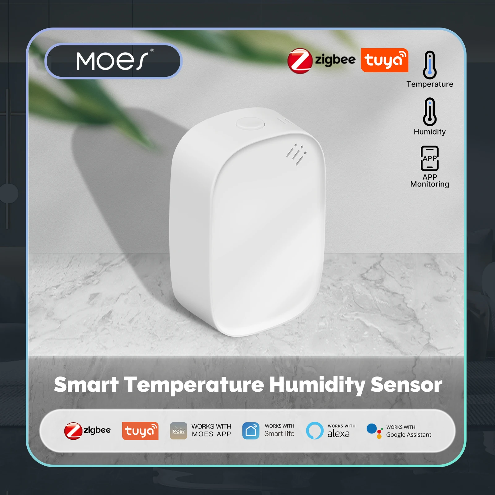 Smart Home Furniture - MOES Tuya Zigbee Smart Temperatuur-vochtigheidssensor Indoor