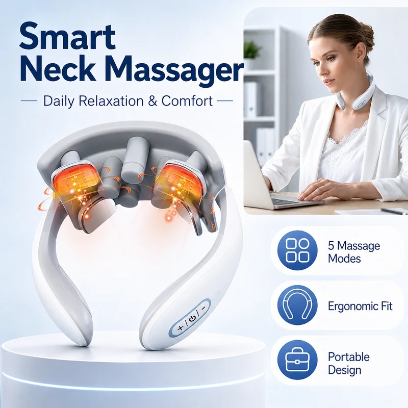 Smart Home Devices - Slimme nekmassager voor volwassenen, 5 massagemodi,