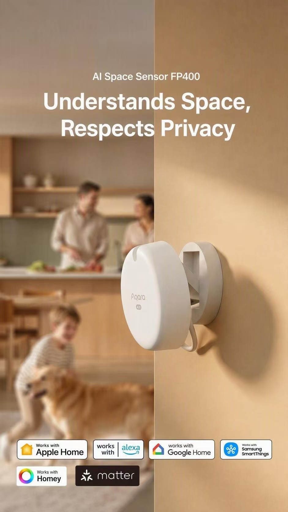 Smart Home Iot - Aqara FP400 AI millimetergolf radar aanwezigheidssensor,