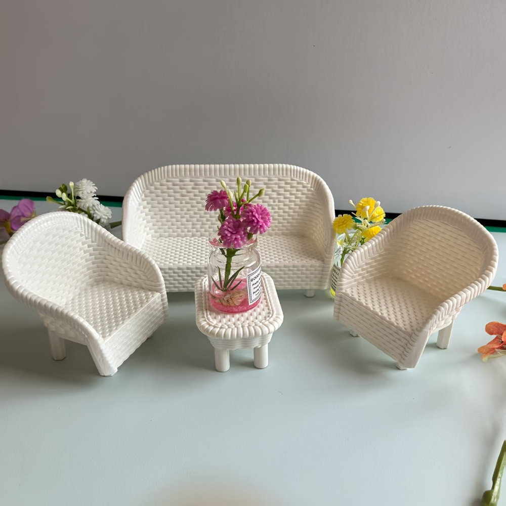 Smart Home Furniture - 4 mini-koffietafel- en stoeldecoratiesets, geschikt voor