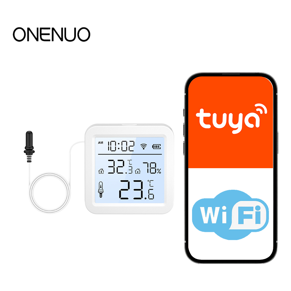 Smart Home Outdoor - WiFi-vochtigheidstemperatuursensor met externe sonde Binnen/buiten Tuya