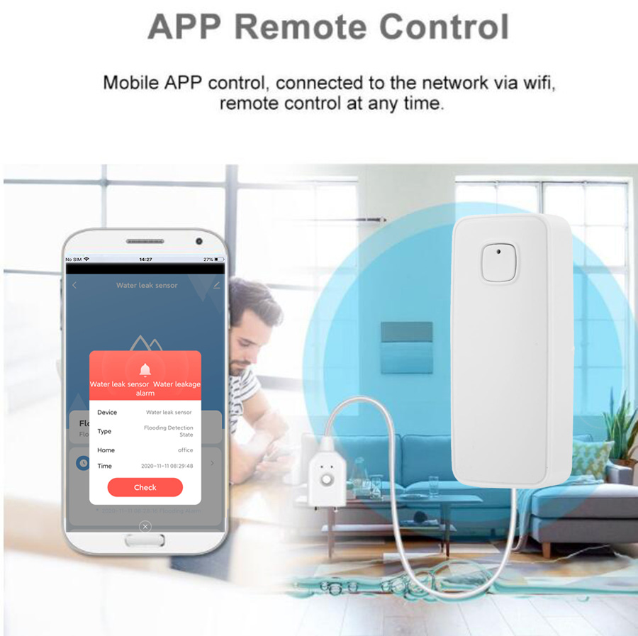 Slimme waterleksensor met gelu - Wifi Water Leak Detector recensie en prijs